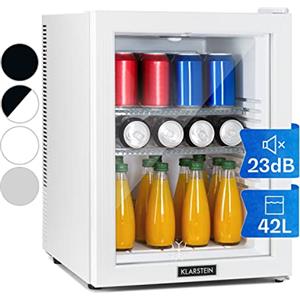 KLARSTEIN Mini Frigo da Camera, Frigo Portatile da Camera, Frigorifero Piccolo da Ufficio, Mini Bar da con LED, Ripiani Rimovibili, Portatile Campeggio e Skin Care 12-18°C, 42L