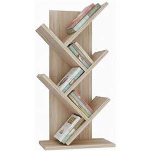 Baroni Home Libreria ad Albero Salvaspazio a 4 Ripiani Scaffale Portalibri Verticale da Terra per Soggiorno, Studio e Cameretta, 18x30x60 cm Naturale