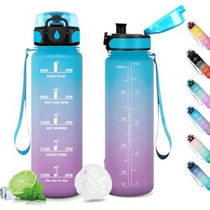 KollyKolla Borraccia 500ml, Borraccia Palestra Senza Perdite, Bottiglia con Filtro,con Indicatore del Tempo Motivazionale,Bambini, per Sport, Fitness, Ciclismo, Scuola,Yoga