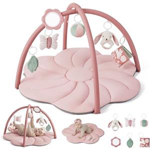 Blissful Diary Palestrina Neonato Con Arco Rimovibile, Palestrina Neonato Montessori Con 6 Giochi - Sviluppo Sensoriale E Motorio Progressivo, Regalo Per Neonati, Ragazze E Ragazzi, Rosa Floreale