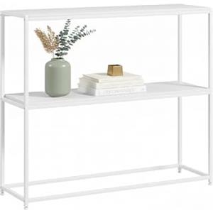 Baroni Home Consolle Ingresso, Tavolo Consolle con Struttura in Metallo Bianca e 2 Ripiani in MDF, Mobile Salvaspazio per Ingresso, Soggiorno e Corridoio, Facile da Montare, 100x30x87 cm