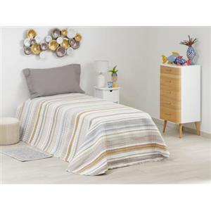 Baroni Home Trapuntino Copriletto Luxury Primaverile Estivo in Microfibra, Trapunta Estiva Singolo 170x260 cm - Righe Tortora