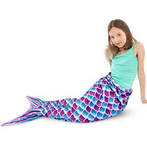WERNNSAI Coperta a Coda di Sirena - Coperta Indossabile con Sirena in Peluche per Ragazze Bambini Adolescenti Coperta per Coccole in Morbido Pile di Flanella per Tutte le Stagioni 140cm x 60cm (Blu)