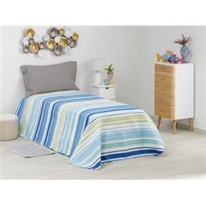 Baroni Home Trapuntino Copriletto Luxury Primaverile Estivo in Microfibra, Trapunta Estiva Singolo 170x260 cm - Righe Blu