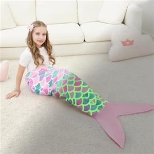 WERNNSAI Coperta a Coda di Sirena - Sirena Coperta che si Illumina al Buio per Bambine, Morbida Flanella Coccole Sacco a Pelo a Sirena per Bambini Compleanno Regalo di Natale (110 x 40 cm)