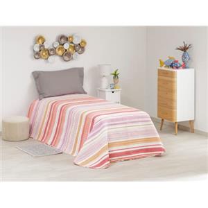 Baroni Home Trapuntino Copriletto Luxury Primaverile Estivo in Microfibra, Trapunta Estiva Singolo 170x260 cm - Righe Rosa