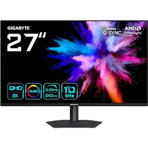 Gigabyte GO27Q24A Monitor Gaming OLED 27" 2K QHD - 2560 x 1440, 240Hz, 0.03ms, 400 cd/m², FreeSync Premium, G-Sync Compatibile, HDMI 2.1, DisplayPort 1.4