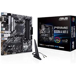 ASUS PRIME B550M-A WIFI II, Scheda Madre AMD ATX, Slot DDR4, Nera | Socket AM4, DDR4, PCI 4.0, LAN Realtek 1Gb, WiFi 6 (802.11ax), 2xM.2, 4xSATA 6GB/s, 2xUSB 3.2 Gen 2, Supporto Aura Sync RGB