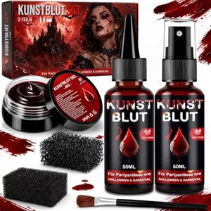 ShadowRealmTech Sangue Finto Halloween Kit - Lavabile Fake Blood per Trucchi Halloween