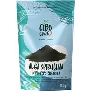 CIBO CRUDO crudo biologico vegan Alga Spirulina Biologica in Polvere - 150g. Spirulina Polvere Bio Cruda e 100% Pura Senza Additivi. Ottima Per Frullati/Smoothies o Ricette. Contiene Ficocianina Proteine e Vitamine.