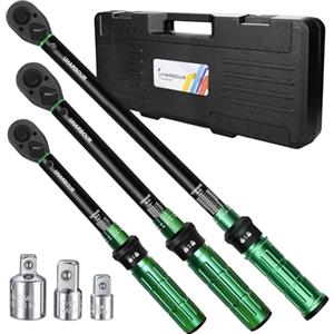 Uharbour Set di Chiavi Dinamometriche da 1/4", 3/8" e 1/2 Pollici, 3-25 Nm, 5-60 Nm, 20-230 Nm, Chiave Dinamometrica per Auto, Moto e Bicicletta con Adattatore 1/2", 3/8", 1/4", Precisione ±3%