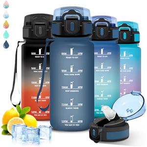 Grsta Borraccia, 500ml Borraccia Bambini, Borraccie con Cannuccia, Senza Perdite, Bottiglia Motivazionale, Facile da Trasportare, Borraccie Graduata, Con Slogan Motivazionale, Borracce per Scuole, Campeggio
