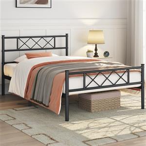 Yaheetech Struttura Letto Singolo Metallo per Materasso 90 x 190 cm Nero