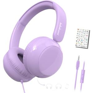 JBUNION Cuffie per Bambini con Filo, Cuffie Antirumore bambini con Cavo, Microfono, Limitazione del Volume, 3.5 mm jack, Adesivi Divertenti,Over-ear Pieghevole Headset per iPad/ Tablet/ Viaggio/ Scuola