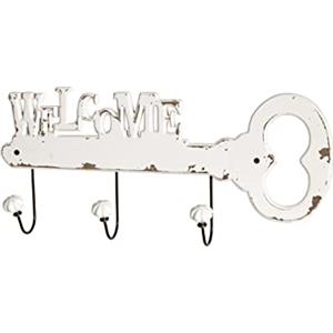 HAKU Appendiabiti Bianco cancellato, Ceramica, MDF, Metallo - Dim. L 50 cm x A 22 cm x P 7 cm, Stile Moderno
