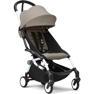 Stokke Passeggino Stokke YOYO3 da 6 mesi - Include telaio bianco/cuscino seduta Taupe + Capottina - Si ripiega e si apre in un lampo - Leggero e compatto - Compatibile con il bagaglio a mano