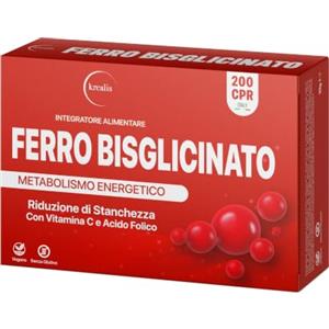 Krealis Ferro Integratore Forte bisglicinato 30 mg per dose | 200 Compresse con Acido Folico e Vitamina B Complex | Alta Assorbibilità | Integratore Ferro per Stanchezza e Difese Immunitarie