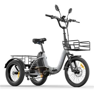 Antgooat AG1 Pro triciclo elettrico per adulti con batteria 48V e 150km di autonomia, bici elettrica pieghevole in alluminio con freni Shimano MT200, cargo bike con sblocco NFC e retromarcia