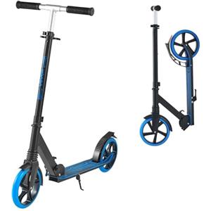 VEVOR Monopattino con 2 Ruote per Bambini da 8 Anni, Monopattino Pieghevole per Mobilità Urbana Carico max. 100kg Altezza Regolabile a 3 Livelli, Pedana Antiscivolo e Freno a Pedale, Blu