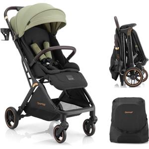Gromast Gravity Passeggino pieghevole da viaggio portatile con schienale regolabile e tettuccio parasole, leggero e resistente ai raggi UV, pieghevole con una sola mano, colore: verde