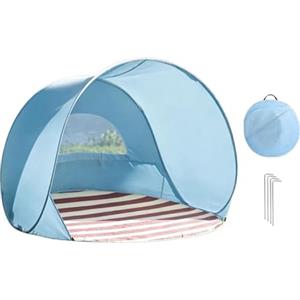 Generico Tenda da spiaggia pop-up UPF 50+ - Tenda parasole portatile con e | Tenda da 56x56x43 ad apertura rapida con rivestimento solare e lunotto posteriore, include 4 da terra e borsa pe