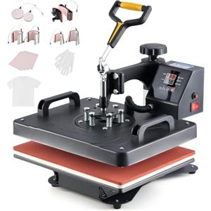 CREWORKS Pressa a Caldo 8 in 1, 30x38cm Termopressa Professionale, Macchina per Sublimazione e Trasferimento Termico per Magliette, Tazze, Cappelli e Piatti, Display Digitale, Girevole a 360°