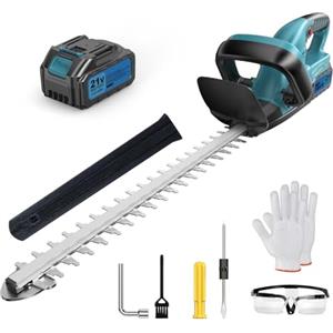 ponoseu Tagliasiepi a Batteria 21V Brushless con Batteria 3.0Ah & Caricabatterie - Potenza 500W, 3000 giri/min, Lama 530mm & Spessore Taglio 20mm | Tagliasiepi Professionale per Rami Grossi