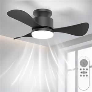 Airwit 71cm Ventilatore da Soffitto con Luce Silenzioso, Piccolo Lampadario Ventilatore Soffitto con Telecomando e Reversible DC Motore, Lampada Ventilatore LED per Camera da Letto, Soggiorno, Cucina