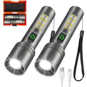 ErayLife Torcia LED Zoomabile, 2 pezzi, 6 Modalità, Ricaricabile, 2000 LM