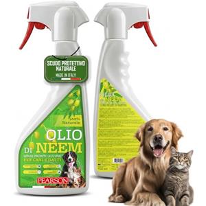 PEARSON Olio di Neem per Cani e Gatti Spray 700ML, Scudo Protettivo Naturale, Odore Sgradito a Zecche, Pulci e Zanzare, Olio di Neem Spray Made in Italy, Abbinabile a Antiparassitario Cani e Gatti
