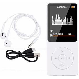 Denash Lettore MP3 Portatile con BT 5.3 e Audio HiFi Lossless, LCD da 1,8, da 128 GB, Radio FM, E-book, Tipo C, Batteria di Lunga Durata 30 Ore, Lettore Sportivo Leggero (WHITE)