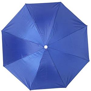 YUKERMARB Ombrello testa 65 cm, poliestere + materiale ferroso, con adesivo argento, scheletro forte, cappello pieghevole ombrello copricapo alla moda, per esterni, Blu