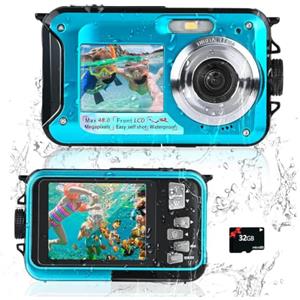 Comius Sharp Macchina Fotografica Subcquea, Comius Sharp Fotocamera Subacquea Digitale 10FT 30MP Photo FHD Video 16X Digital Zoom con Scheda di Memoria da 32G per Selfie Subacquei, Nuoto, Immersione
