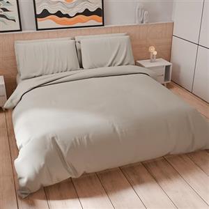 PETTI Artigiani Italiani - Set Copripiumino Singolo 200x135 cm (1 Federa 75x50 cm Inclusa), Parure Copripiumino Morbida Microfibra Tinta Unita Grigio Chiaro