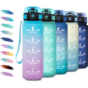 KollyKolla Borraccia 500ml, Borraccia Motivazionale con Filtro, a Prova di Perdite, Bottiglia Acqua Sportiva con Indicatore del Tempo, Campeggio, Corsa, Viaggio, Scuola, Yoga