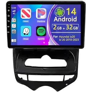Generico HTXPSM Android 14 Autoradio Lettore DVD Navigatore GPS Touchscreen per Hyundai ix20 ix-20 2010-2023 con Wireless Carplay Android Auto, Autoradio Touchscreen da 9 pollici Bluetooth WiFi FM RDS SWC