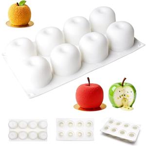 YALiya Stampo in Silicone 3D a Forma di Mela, Stampi Frutta Realistica | con 8 Cavità, per la Produzione di Bomba di Cioccolato, Torte, Gelatina, Mousse a Cupola