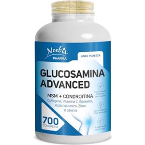 Noebis Pharma Glucosamina Advanced Noebis Pharma - Glucosamina, MSM, Condroitina, Collagene, Acido Ialuronico e Boswellia - 700 Compresse - Benessere Articolare