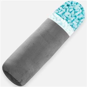 TaiBest Cuscino per il corpo, in memory foam, rotondo, per adulti, per letto, tubo cilindrico, con rivestimento in velluto (grigio, 90 x 20 cm)