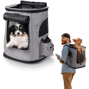 Mobiclinic® pets, Zaino per animali domestici, Thor, Pieghevole, Finestra a rete, Tasche accessori, Accesso multiplo, Doppia maniglia, 30x25x40 cm, Trasportino cani e gatti