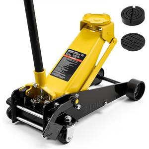 VEVOR Cric Idraulico a Carrello 3 Tonnellate a Basso Profilo, Cric Idraulico da Pavimento in Acciaio, a Pistone Singolo con Pedale, Altezza di Sollevamento 130-500 mm, Multiuso per Berline, Auto e SUV