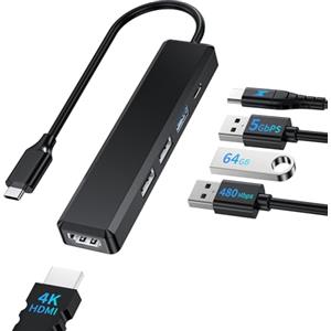 BHHB M80 Hub USB C HDMI 4K/ PD 100W Carica/USB 3.0 5Gbps/ 2*USB 2.0, Hub USBC 5 in 1 Adattatore Multiporta Type C Docking Station Compatibile con MacBook Pro/Air M4 M3 M2 M1, Mac, iMac, iPad, iPhone
