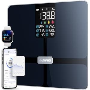 RENPHO Bilancia Pesapersone Digitale con schermo grande, Bilancia Impedenziometrica ultra preciso, Rivestimento ITO, Bilancia Pesapersone Professionale con applicazione, nera, Elis 2X