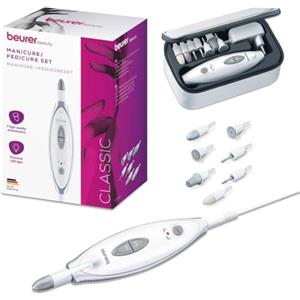 Beurer MP 41 Fresa Elettrica per Unghie con 7 Accessori in Zaffiro e Feltro, Manicure e Pedicure Professionale a 4600 Giri/min, Luce LED, Rotazione Reversibile, Adatto a Diabetici, con Custodia