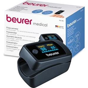 Beurer PO 45 Saturimetro da dito Professionale Certificato, Monitoraggio della Saturazione di Ossigeno, Frequenza Cardiaca, Indice di Perfusione, Pulsossimetro con Spegnimento Automatico