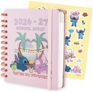 Grupo Erik Stitch Diario Scuola 2026 2027 - Agenda Giornaliera | Scuola Elementari e Medie, Diario Scolastico, Copertina Rigida, Divisori Illustrati, 11 Mesi, 14 x 16 cm
