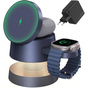 iVANKY Caricabatterie Wireless 4 in 1 con Luce Notturna Caricatore 33W