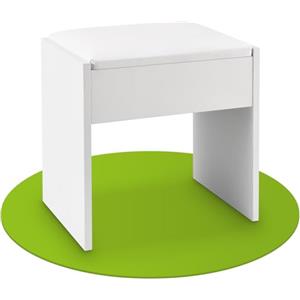 Juskys Tavolo da Trucco Sgabello Melly, sgabello in legno con cuscino imbottito e rivestimento in pelle sintetica, moderno 40 x 30 x 43 cm in bianco