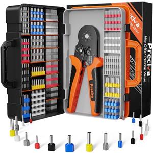 Preciva Set di Pinza Crimpatrice Professionali, 1230 PCS [0,25-6mm²] Puntalini con Cassetta, Pinza Capicorda, Puntalini Elettrici a Crimpare, Attrezzi Elettricista, Set di Capicorda Elettrici
