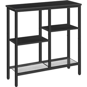 HOOBRO Tavolo Consolle Ingresso, Tavolo da Divano da 75 cm, a 4 Ripiani, Stile Industriale con Ripiani di Rete Metallica, per Ingresso, Soggiorno, Corridoio, Nero EBB79XG01